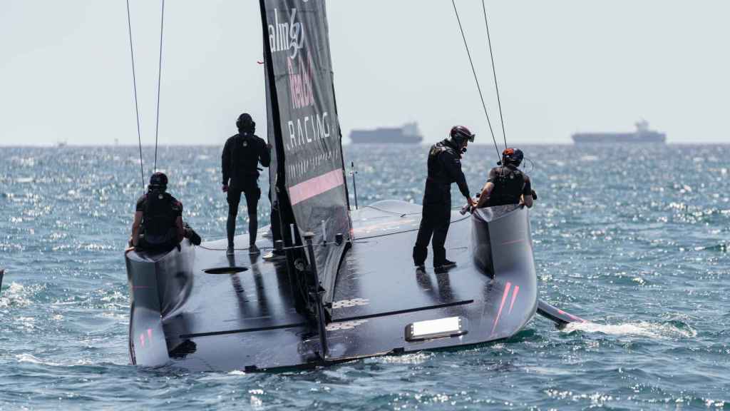 Entrenamiento del equipo Alinghi Red Bull Racing el pasado 28 de mayo