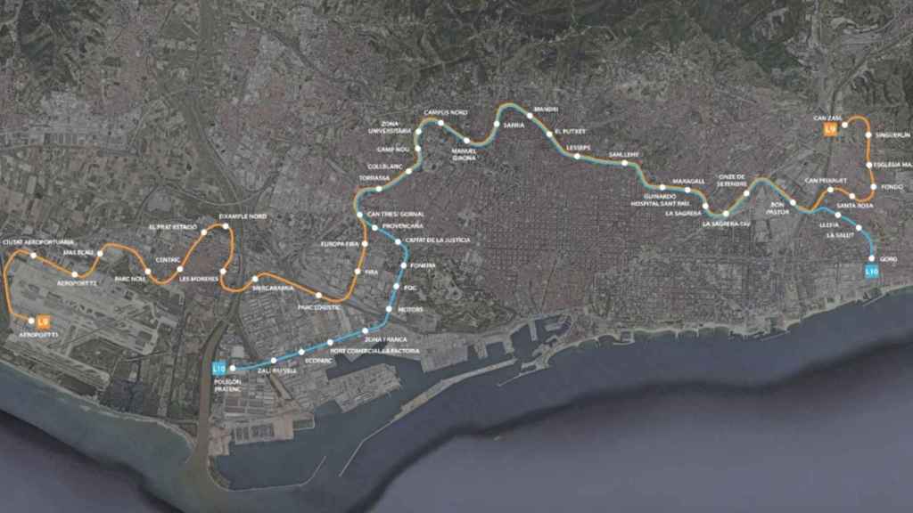 Mapa de las líneas 9 y 10 con las ampliaciones proyectadas