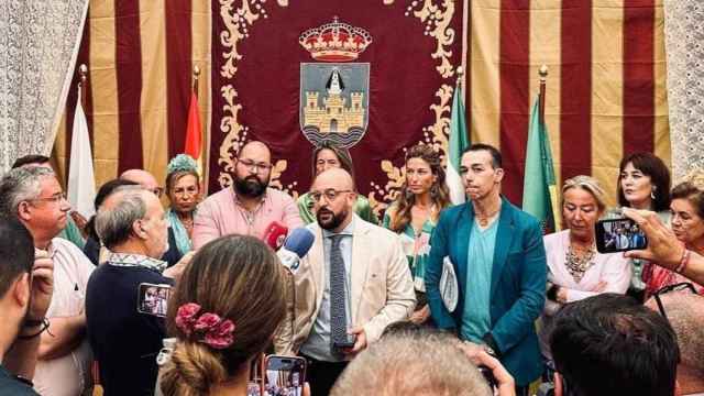 El alcalde Germán Beardo durante la celebración de la Feria de la Primavera y Fiesta del Vino Fino