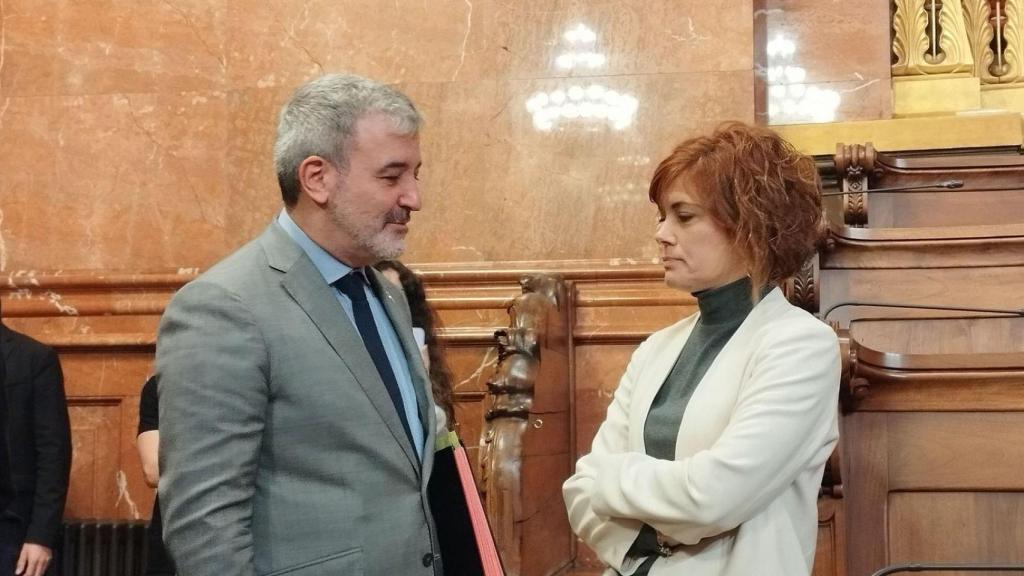 Jaume Collboni y Elisenda Alamany en el Ayuntamiento de Barcelona