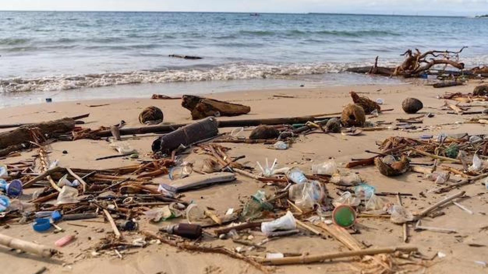 Imagen de una playa contaminada