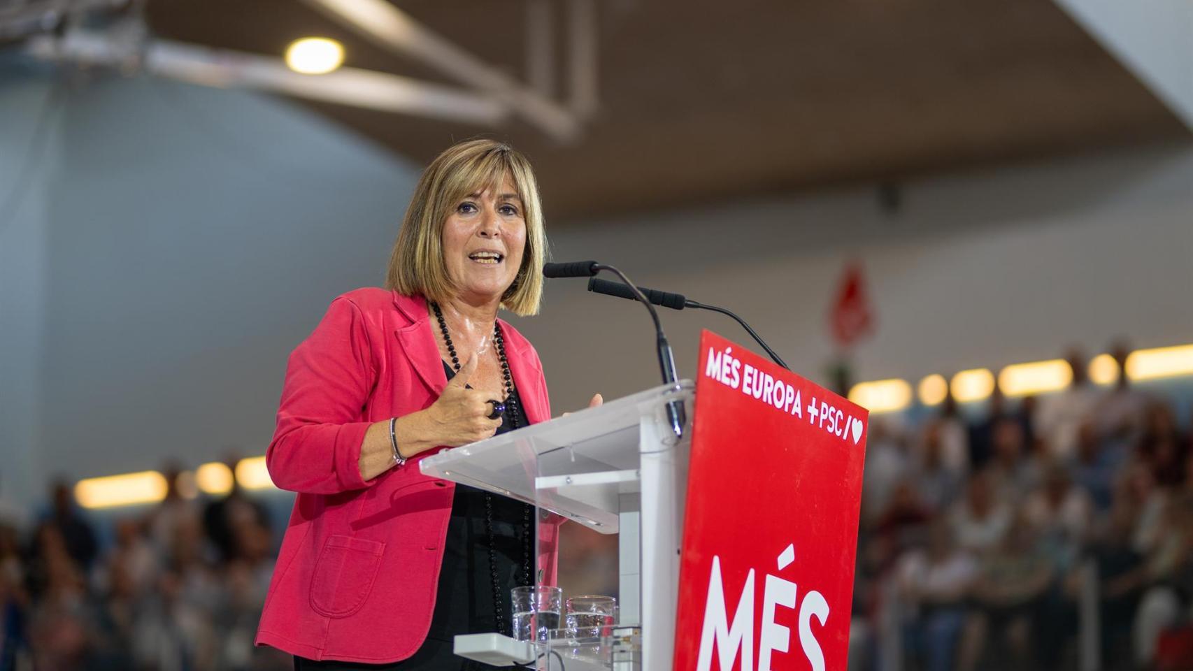 Núria Marín, durante su campaña para las elecciones europeas