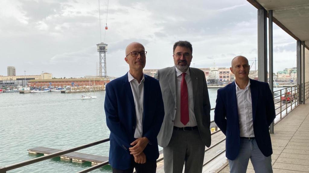 El presidente del Port de Barcelona, Lluís Salvadó, y el director del Port Vell, David Pino, en la presentación del Plan Estratégico