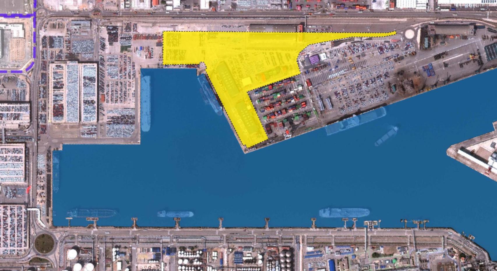 Espacio que ocupará la futura terminal de vehículos del puerto de Barcelona