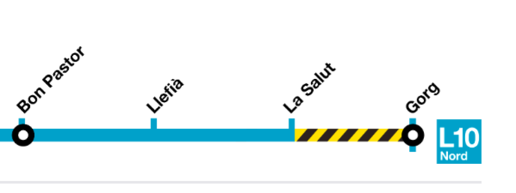 Plano de la afectación de las obras en la L10 Nord