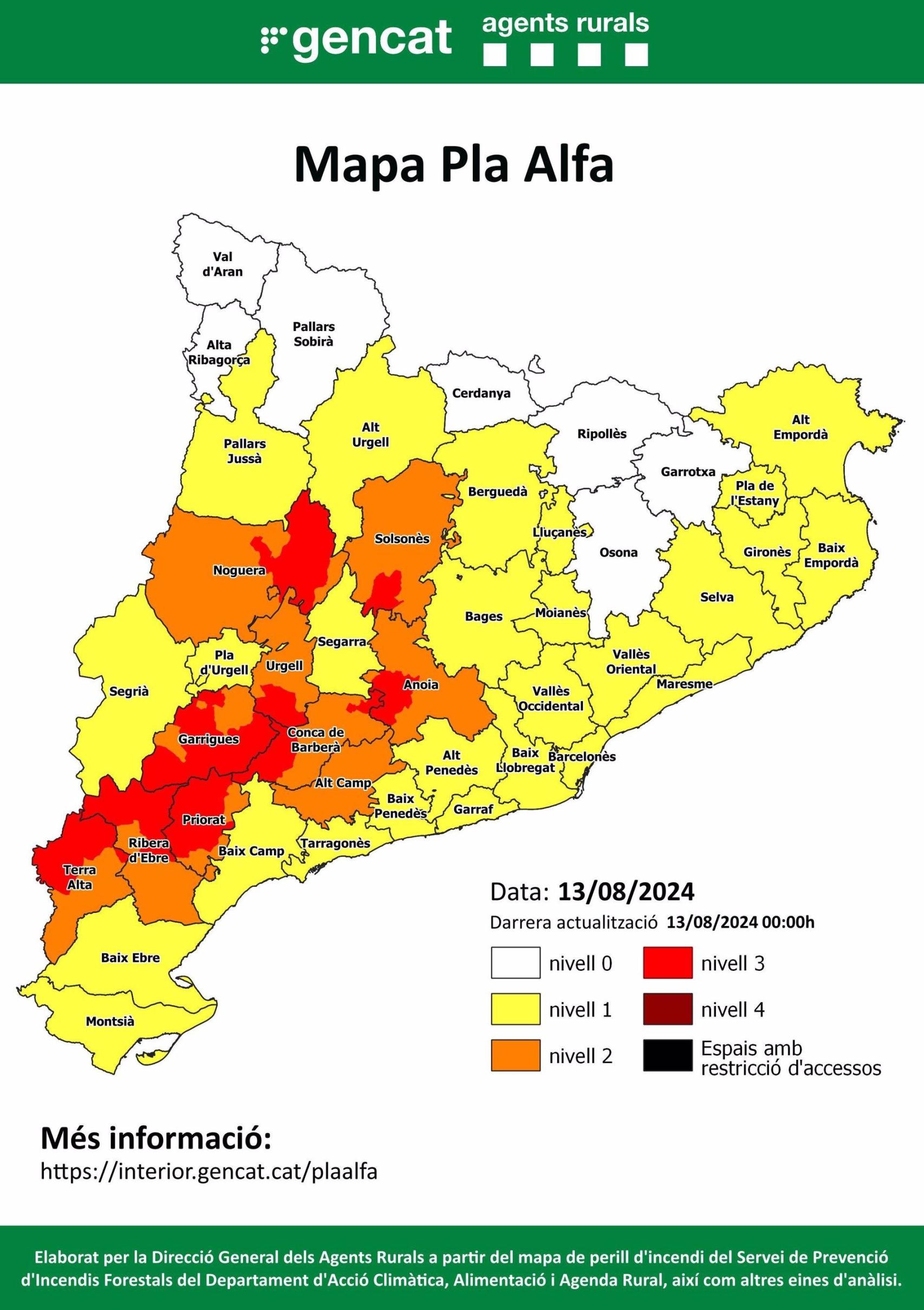 Catalunya, en peligro muy alto de incendio este martes, 13 de agosto