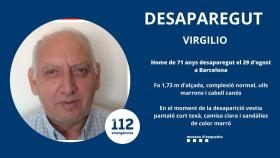 Buscan a Virgilio, un anciano de 71 años desaparecido en Barcelona