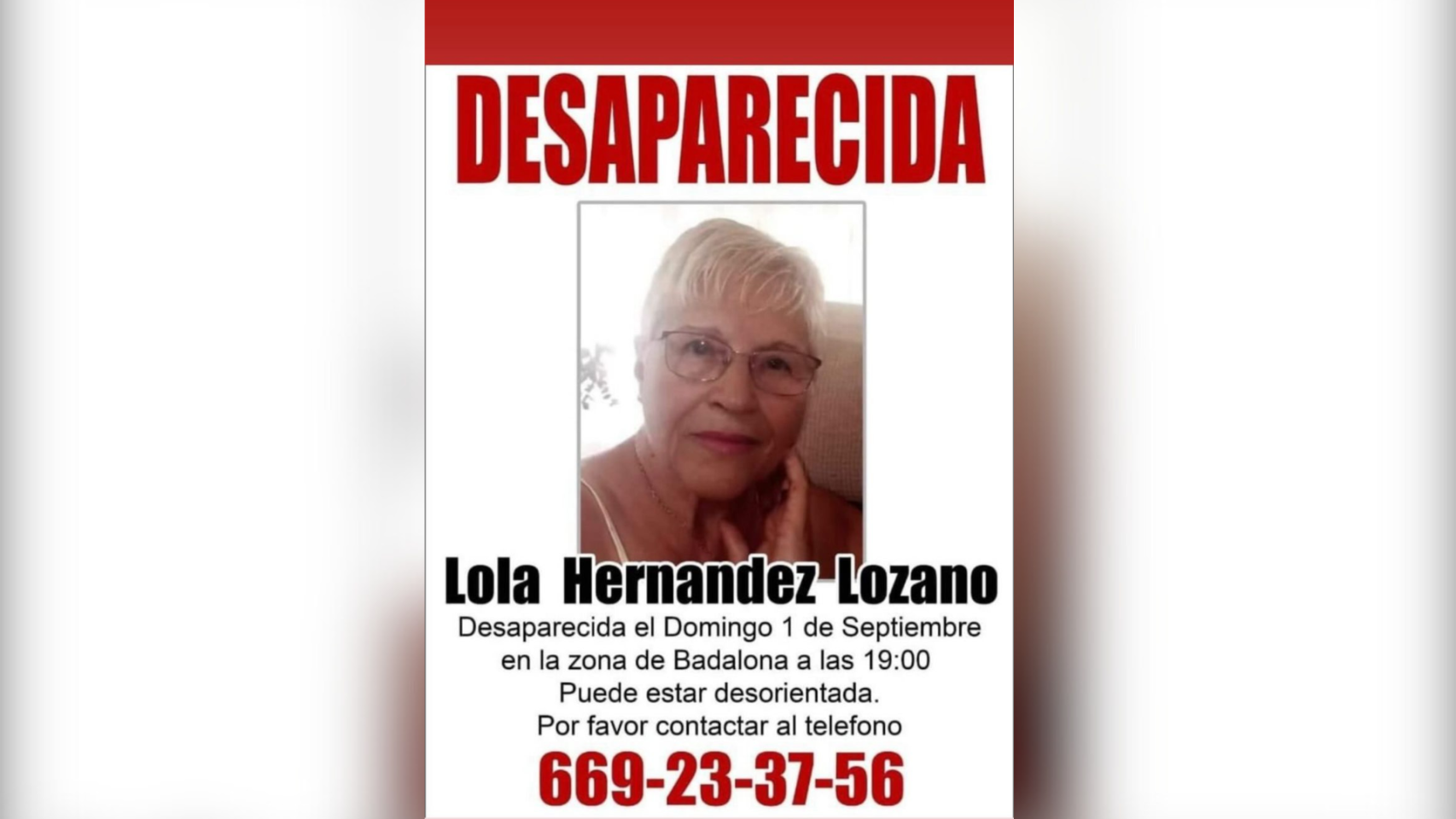 Buscan a Lola, una vecina de 75 años desaparecida en Badalona