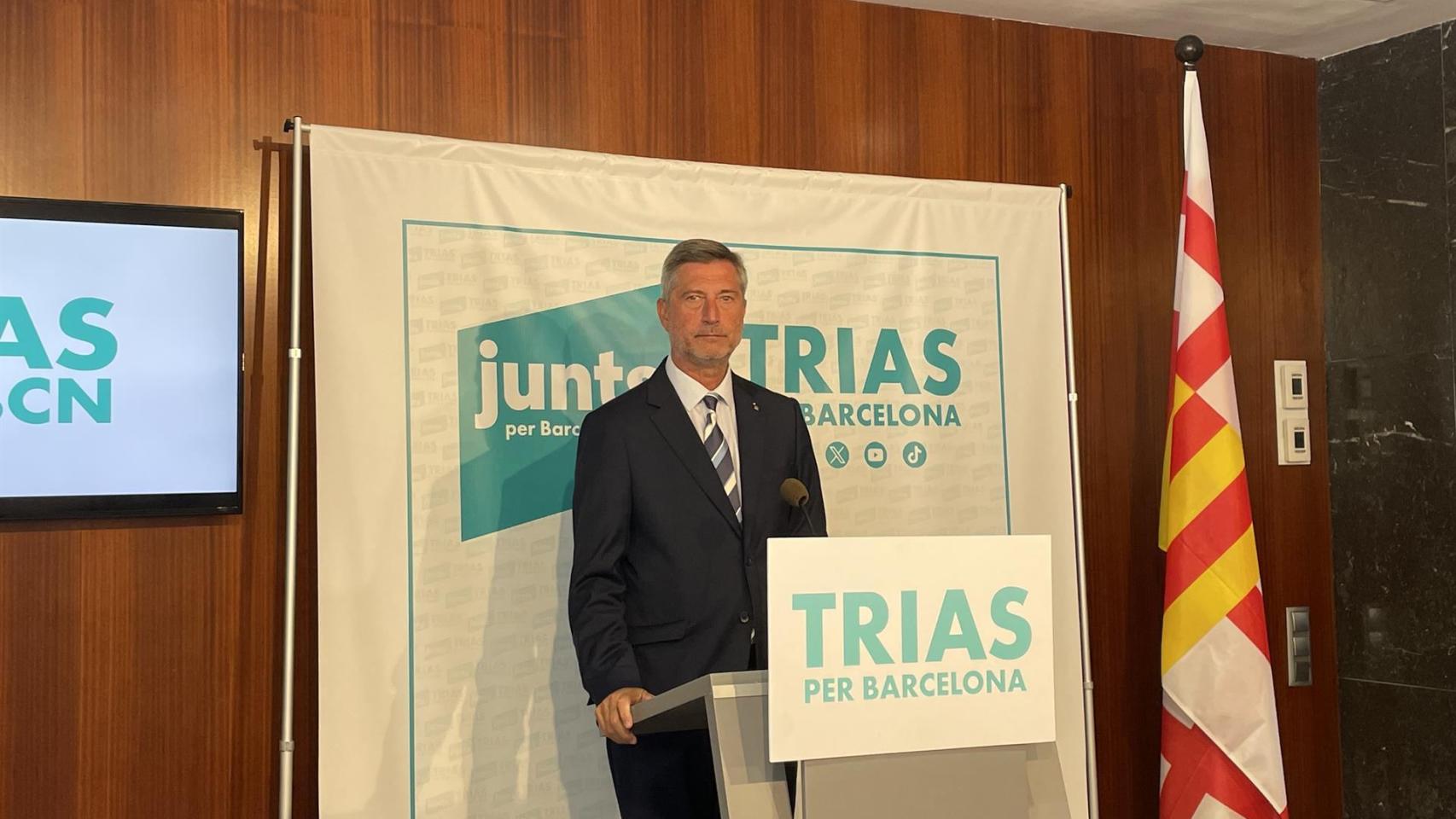 Jordi Martí Galbis, líder de Junts en el Ayuntamiento de Barcelona, en rueda de prensa