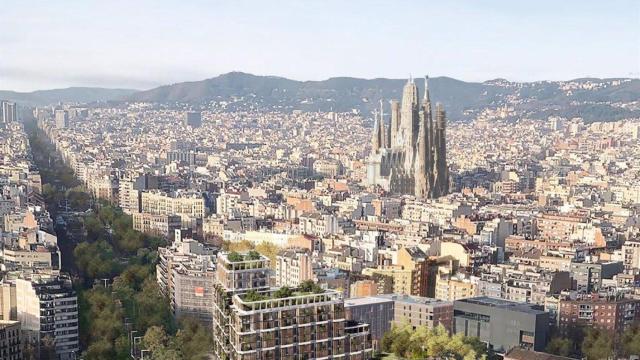 Render de las futuras viviendas de la plaza Glòries de Barcelona, a cargo de Conren Tramway (CT)