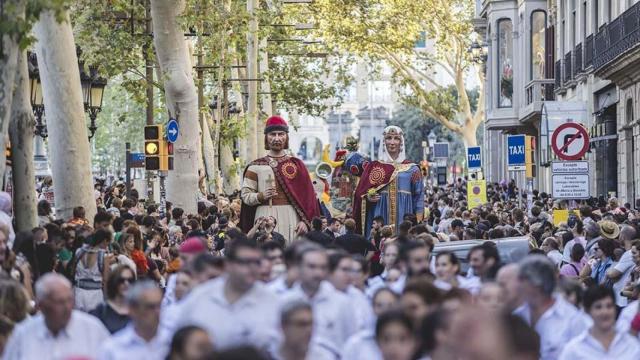 Fiestas populares en La Rambla de Barcelona