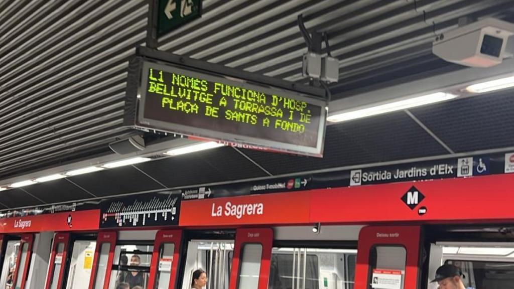 Información sobre la incidencia en la L1 del metro