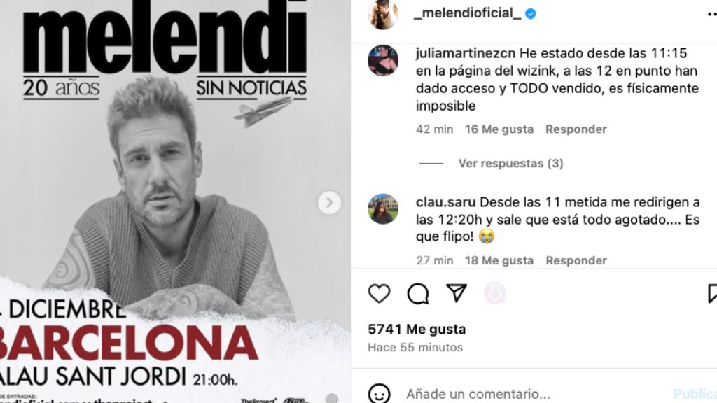 Usuarios lamentan en redes sociales que no pueden acceder a la compra de entradas para el concierto de Melendi