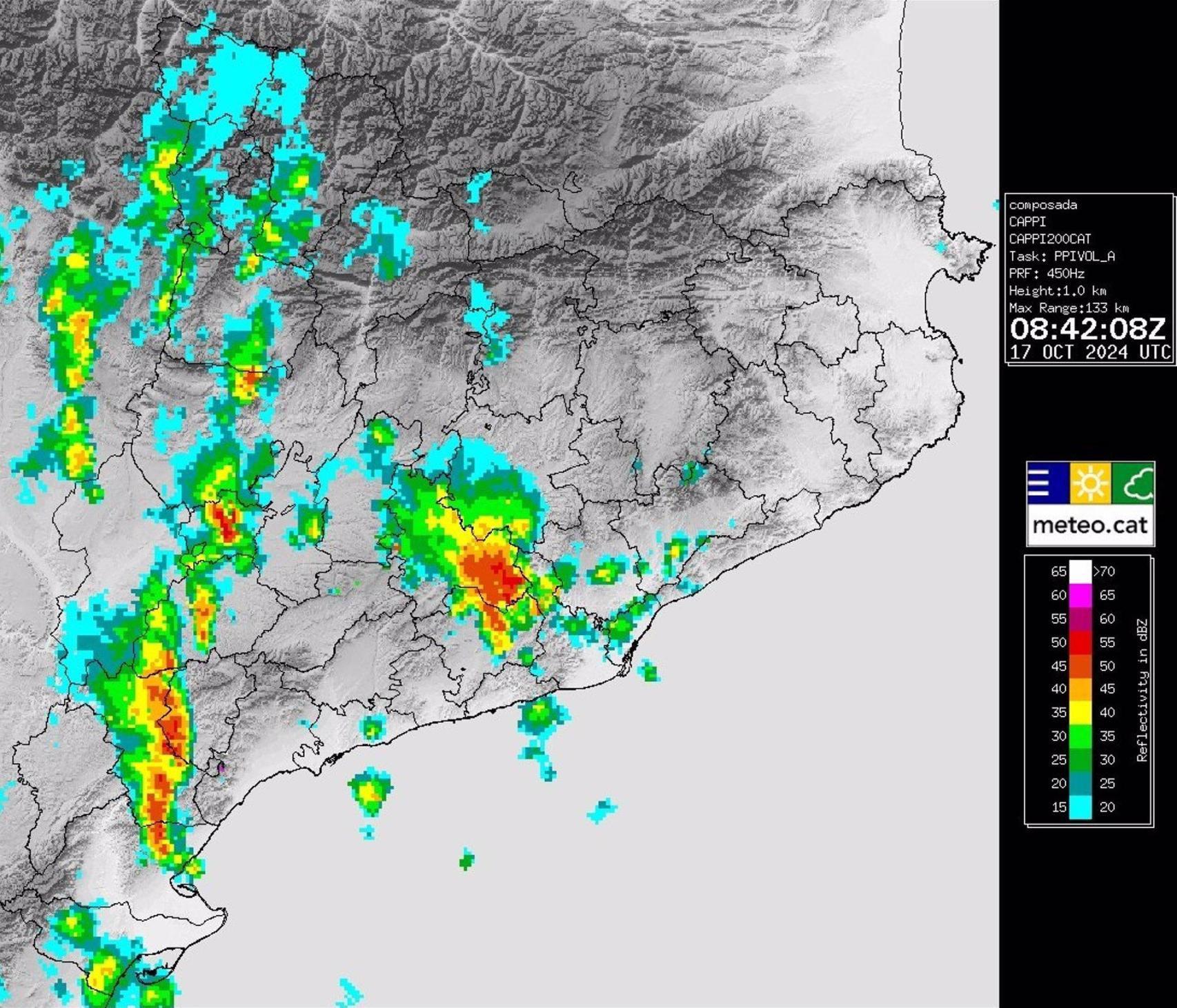 Precipitaciones en Catalunya, a 17 de octubre de 2024