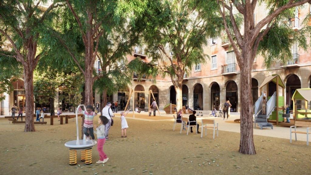 Render de la plaza Vicenç Martorell del Raval después de las obras de mejora