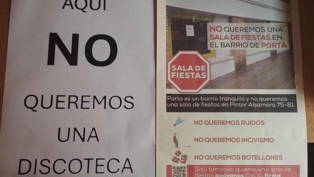 Carteles vecinales contra la discoteca