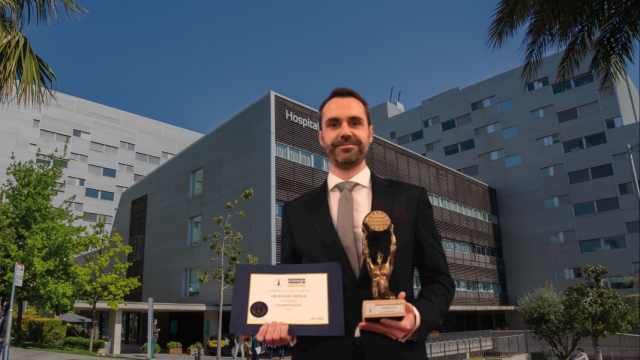 Fotomontaje del hospital Quirónsalud y el doctor Ignasi Català