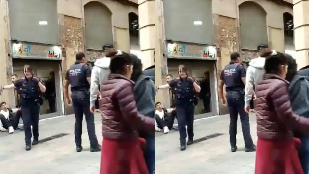 Los Mossos d'Esquadra en el momento del incidente en el Raval