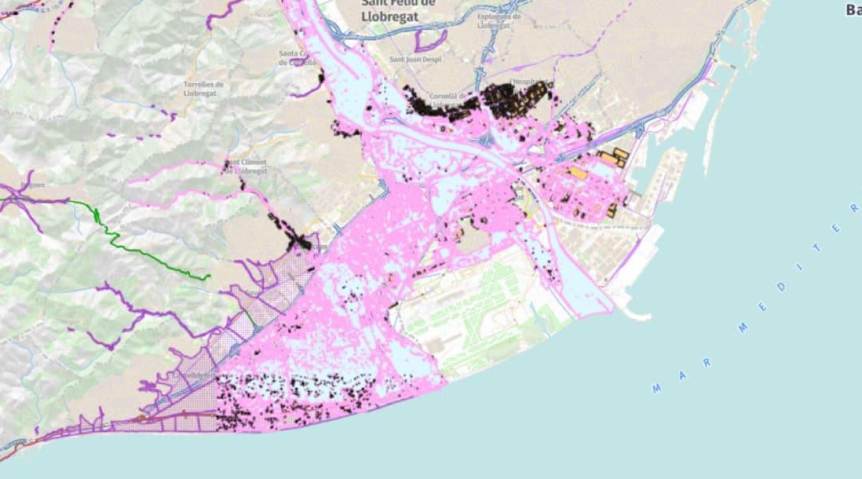 Zonas inundables del Delta del Llobregat desde el visor de la ACA