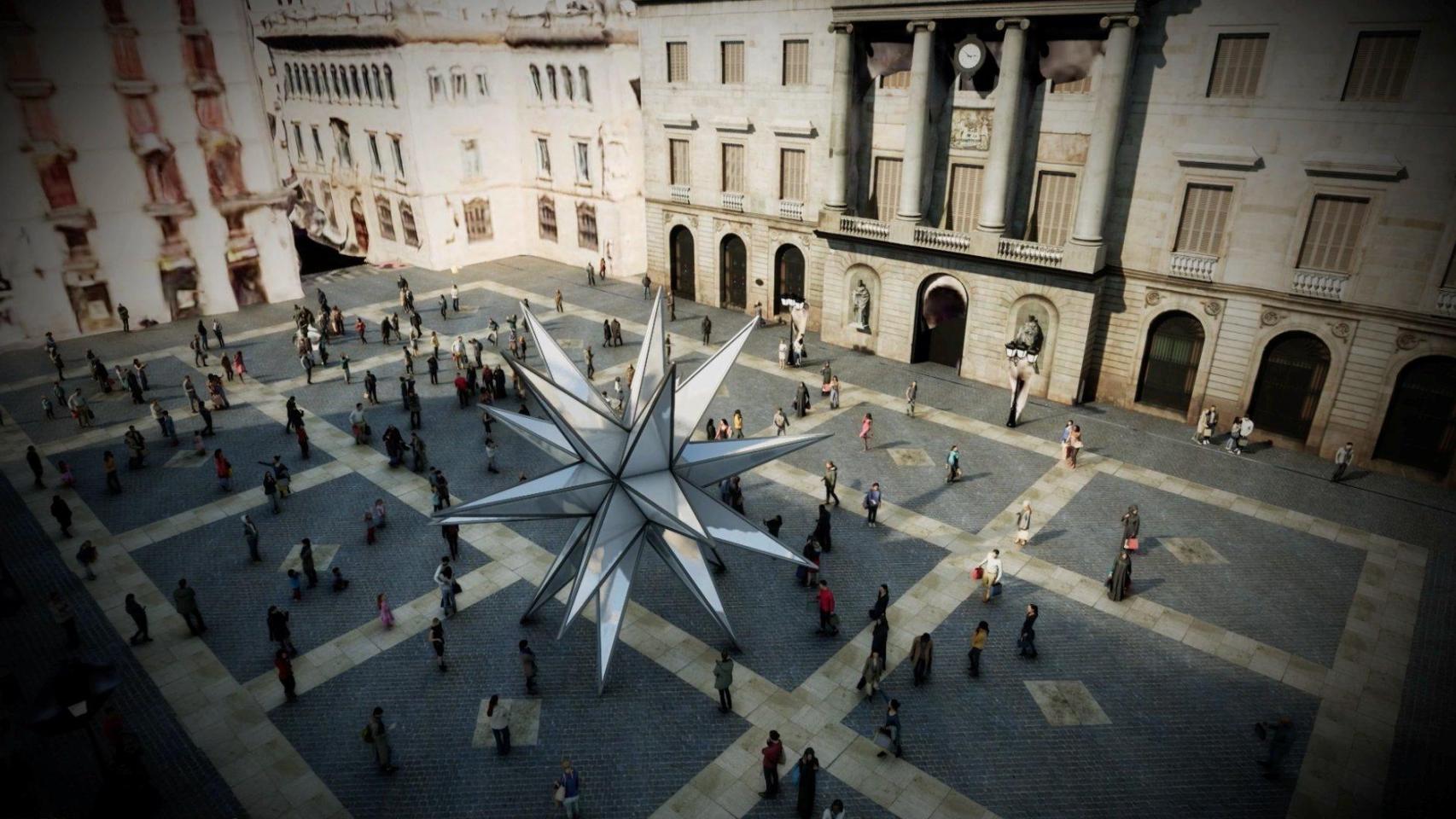 Render de la estrella luminosa que se instalará en la Plaza de Sant Jaume