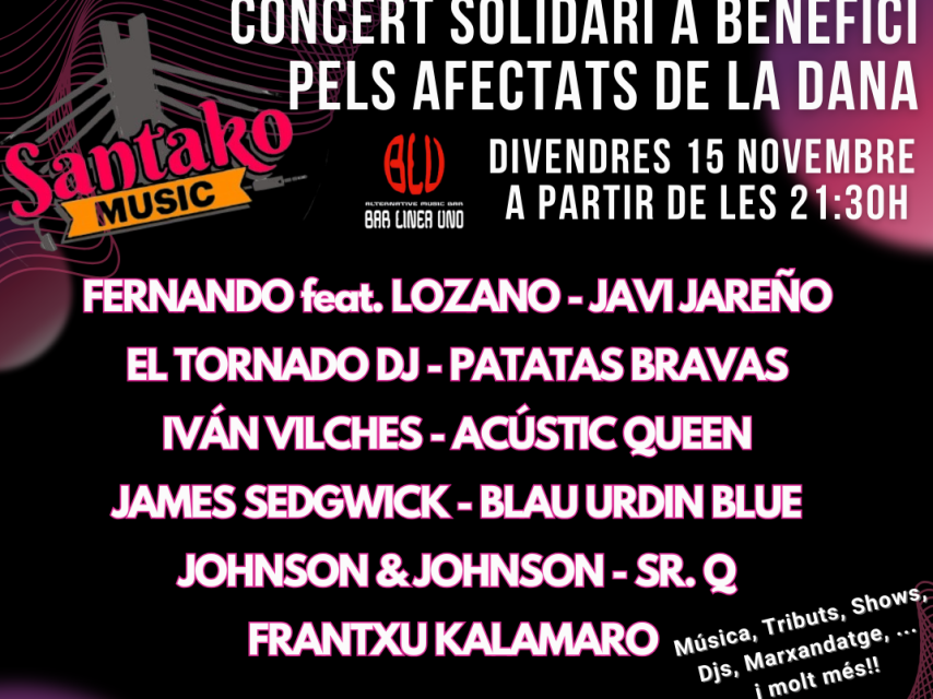 Cartel publicitario del concierto solidario en Santa Coloma