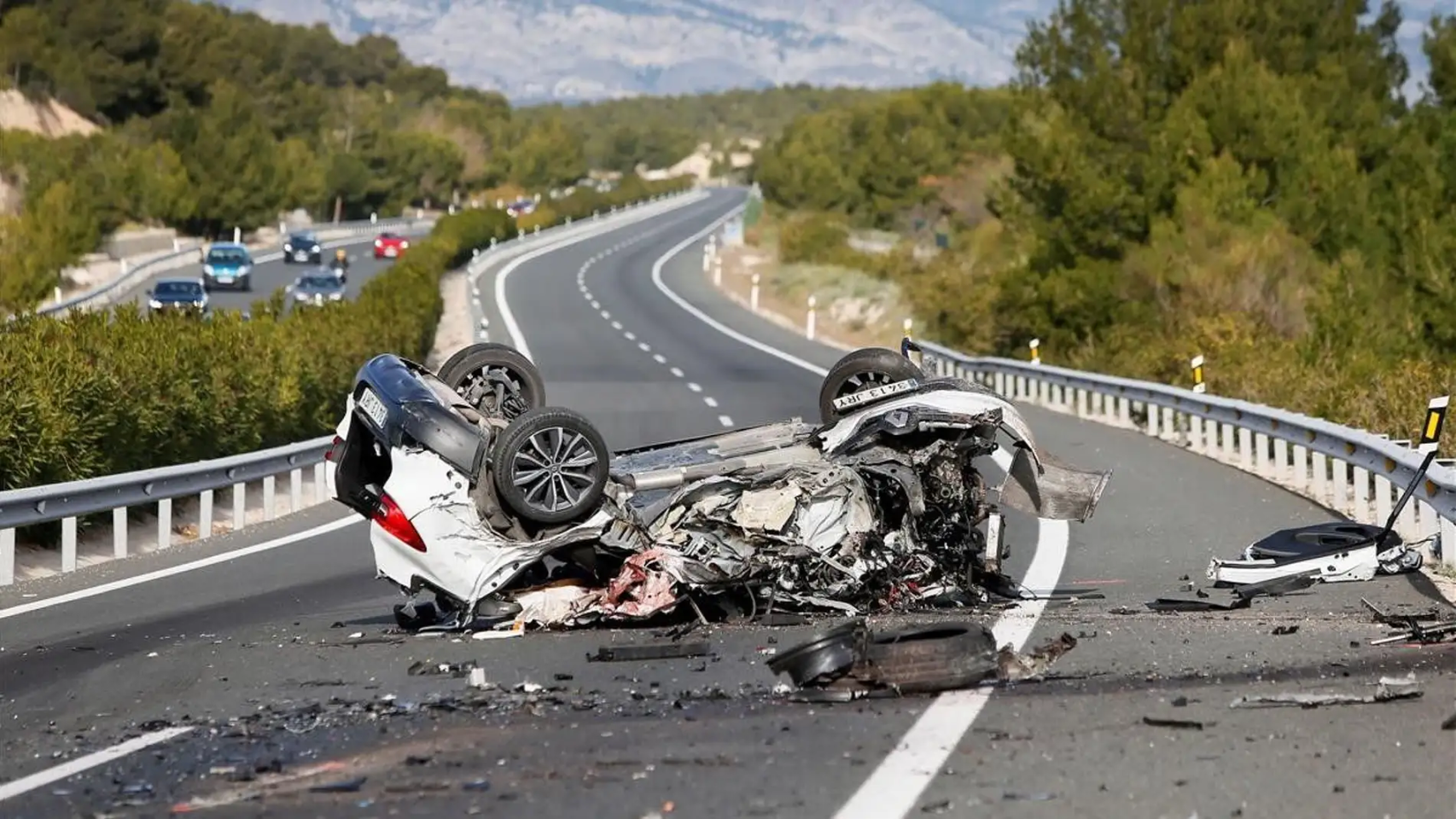 Accidente de tráfico en una carretera de Barcelona