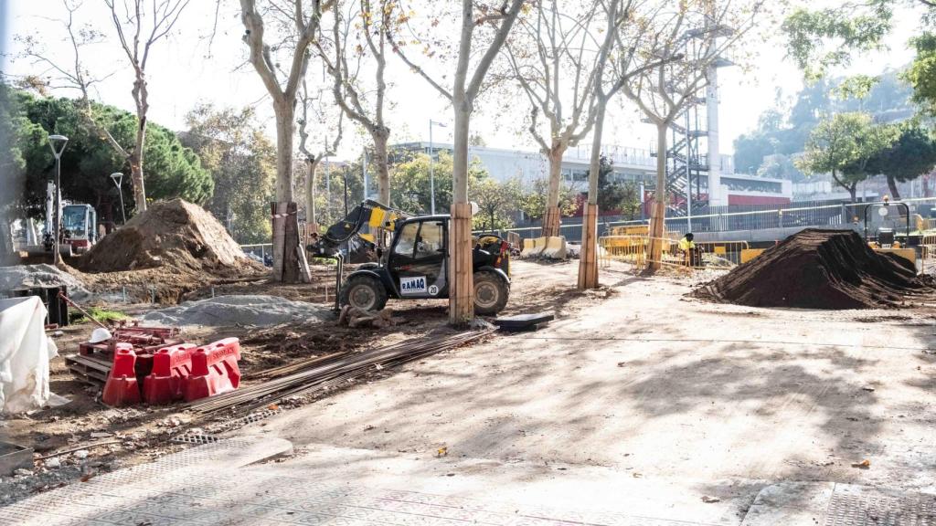 Obras en el alcantarillado en los jardines de las hortes de Sant Bertran