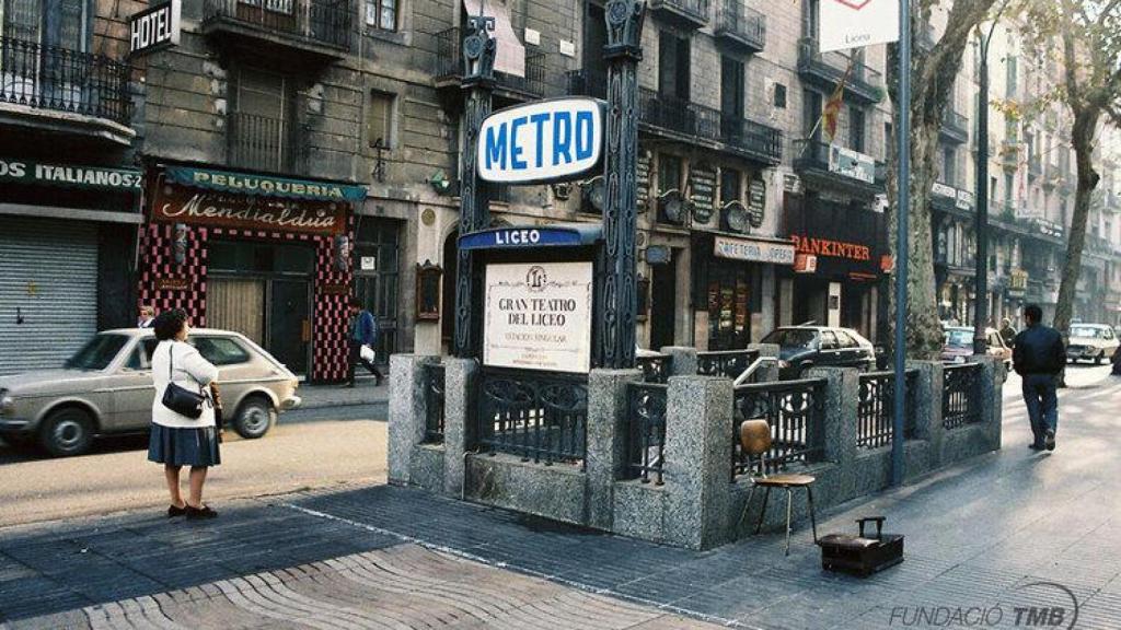 Imagen del año 1984 de la estación de metro de Liceu