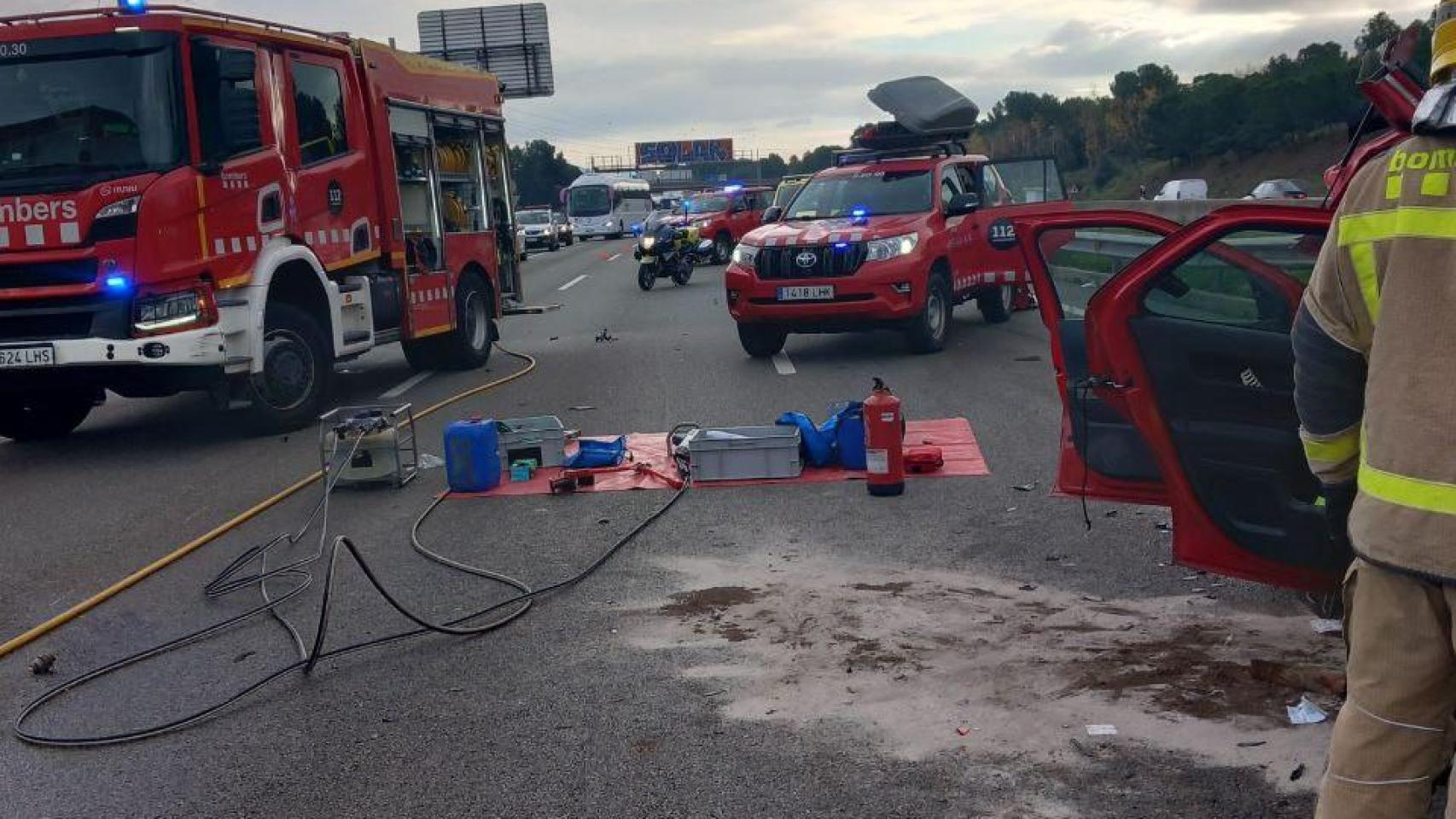 Accidente en la AP-7 por Sant Cugat