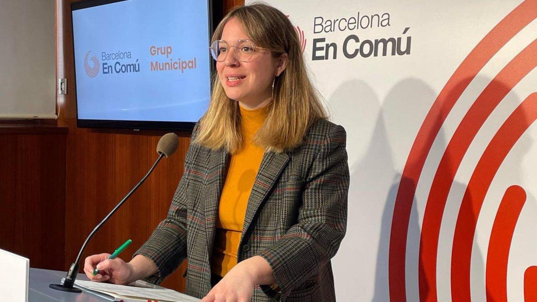 Janet Sanz durante una rueda de prensa de BComú