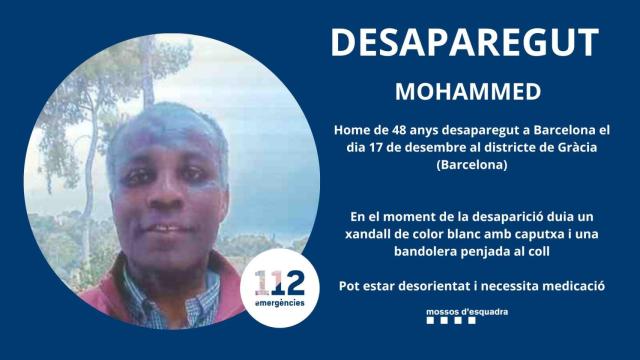 Buscan a Mohammed, un hombre de 48 años desaparecido en Gràcia