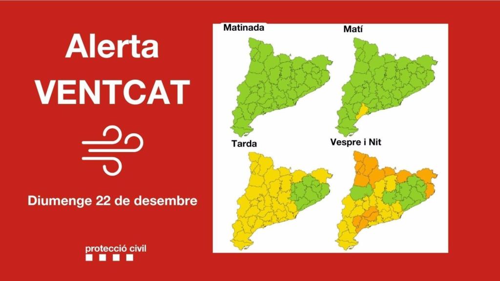 Mapa sobre la evolución del viento en Catalunya