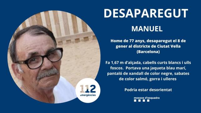 Información sobre Manuel, desaparecido en Ciutat Vella