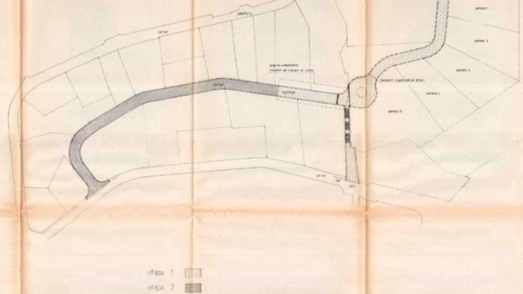 Plano de las etapas de la urbanización de la calle de Montclar, en su proyecto original