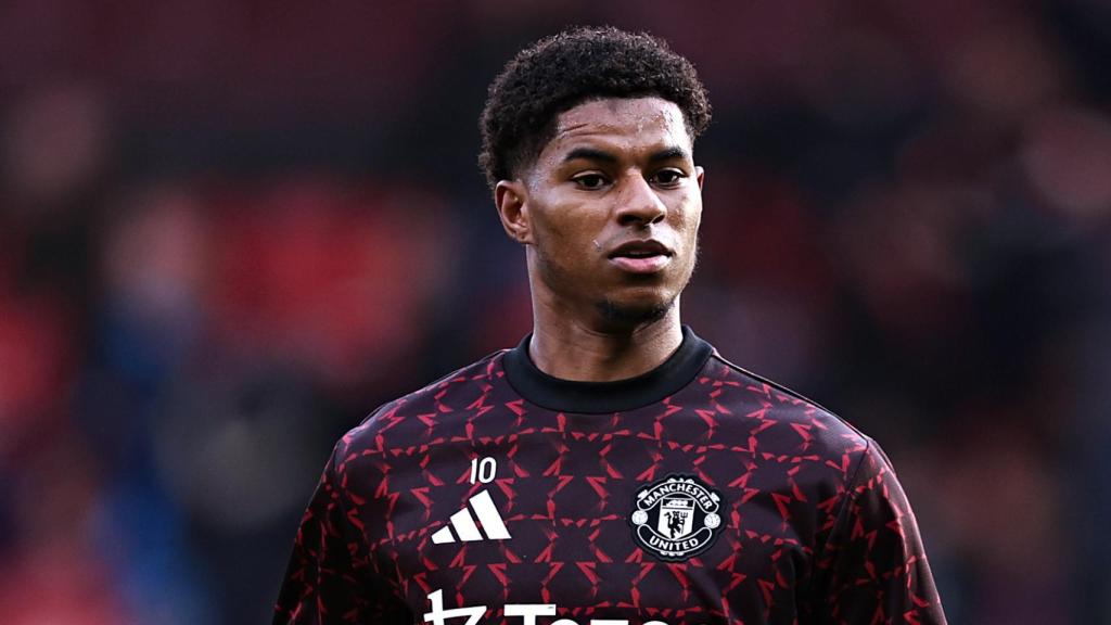 Marcus Rashford en un entrenamiento del Manchester United