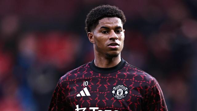 Marcus Rashford en un entrenamiento del Manchester United