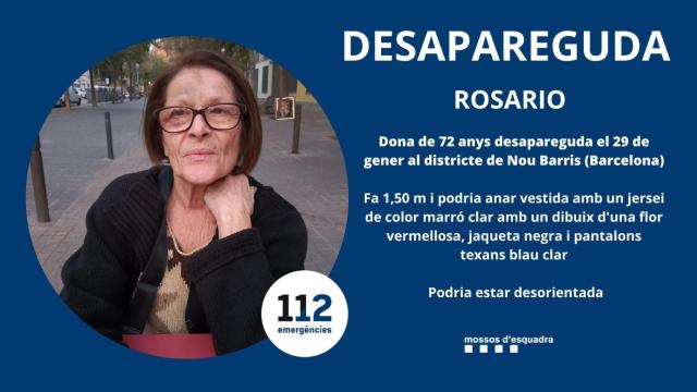 Rosario, la mujer de 72 años desaparecida en Nou Barris