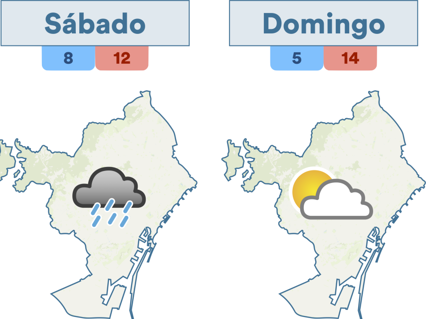 Mapa de previsión para este fin de semana en Barcelona