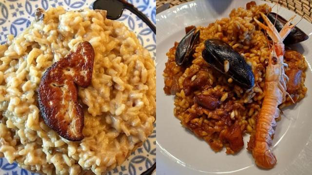 Rissoto de 'foie' y paella de mariscos de Nou Urbisol