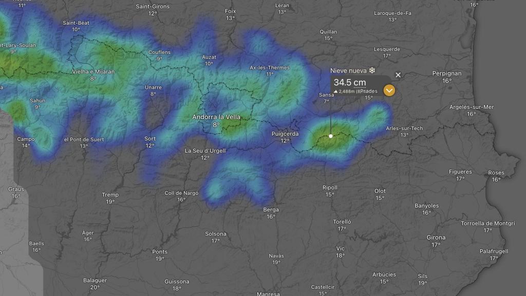 Mapa del acumulado en forma de nieve