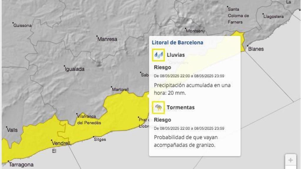 Captura de pantalla del Aviso AEMET