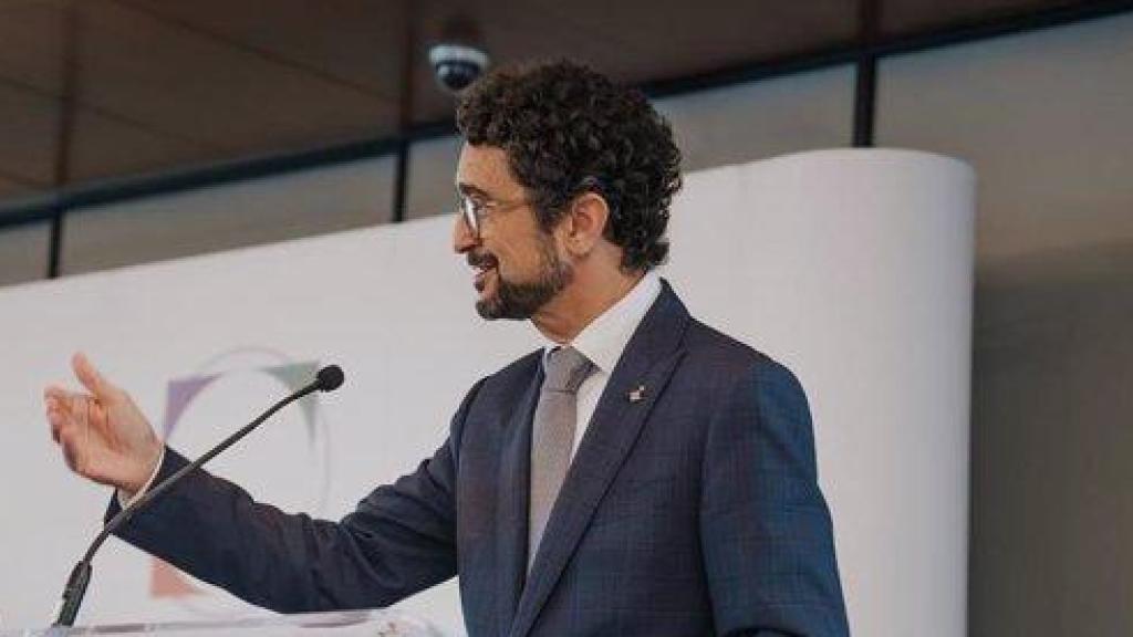 Damià Calvet, edil de Junts, durante una comparecencia
