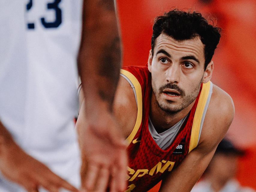 Guim Expósito, durante la final del Mundial de baloncesto 3x3 en Ulán Bator, donde España se proclamó campeona del mundo por primera vez