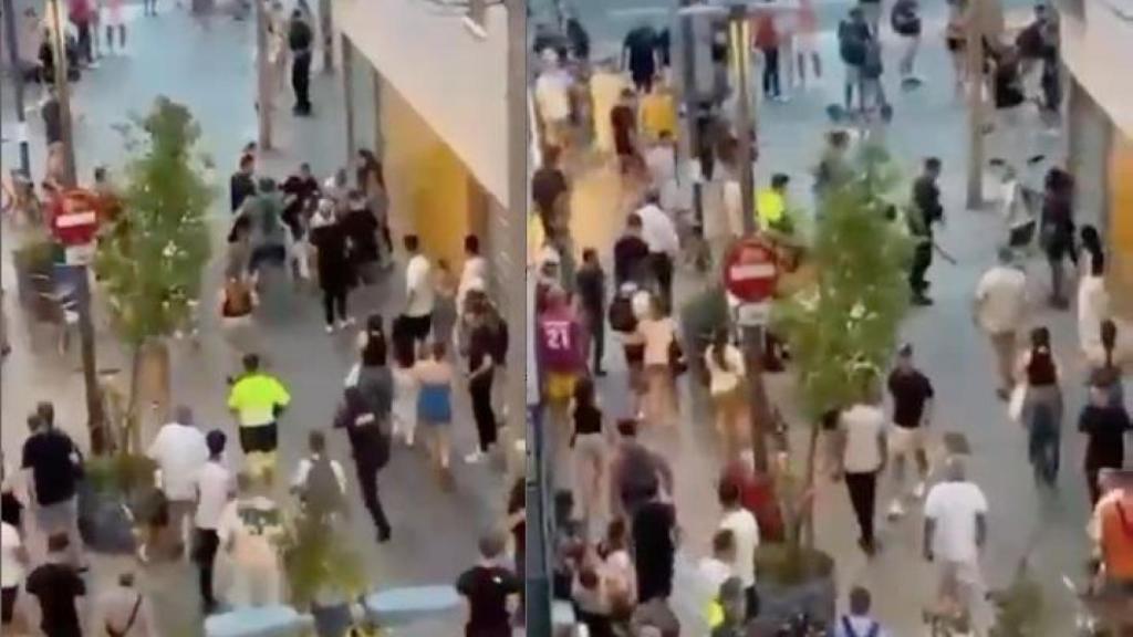 VÍDEOS | Vecinos y delincuentes se enfrentan otra vez en La Barceloneta: decenas de personas se agreden en plena calle