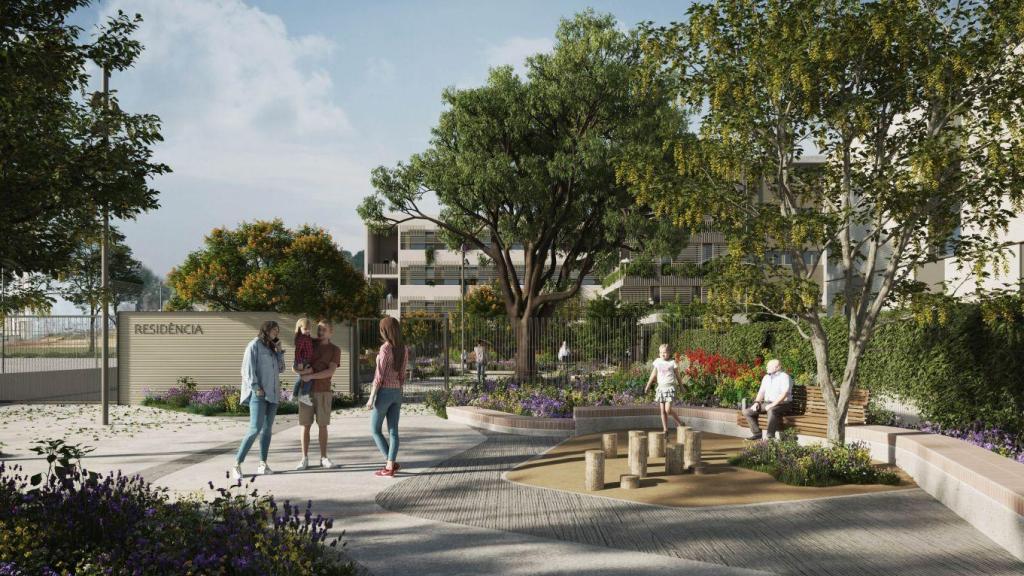 Render del acceso a la futura residencia para personas mayores en Molins de Rei