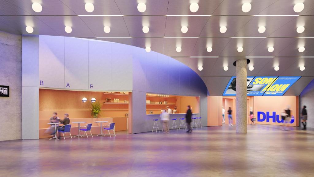 Interior de la futura estación de metro del DHub de Barcelona