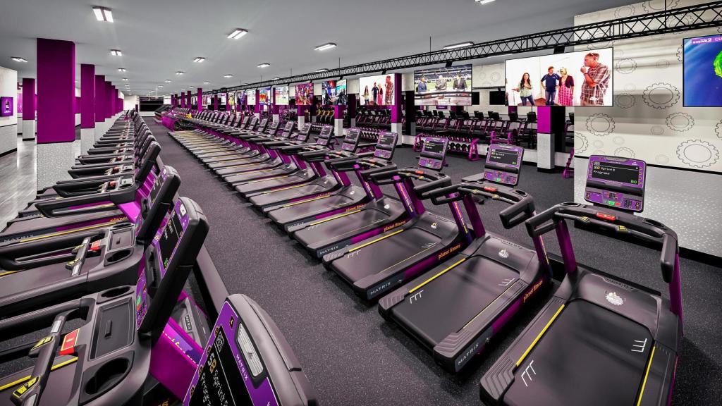 Render de la zona de máquinas del Planet Fitness de Sant Joan Despí