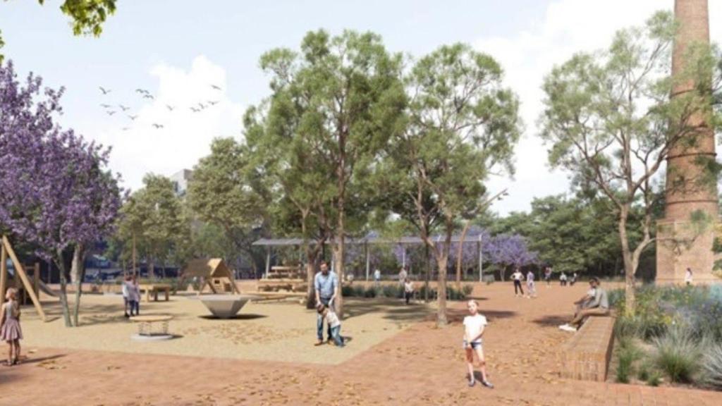 Render sobre la futura plaza de l'Olivereta del distrito de Sants-Montjuïc de Barcelona