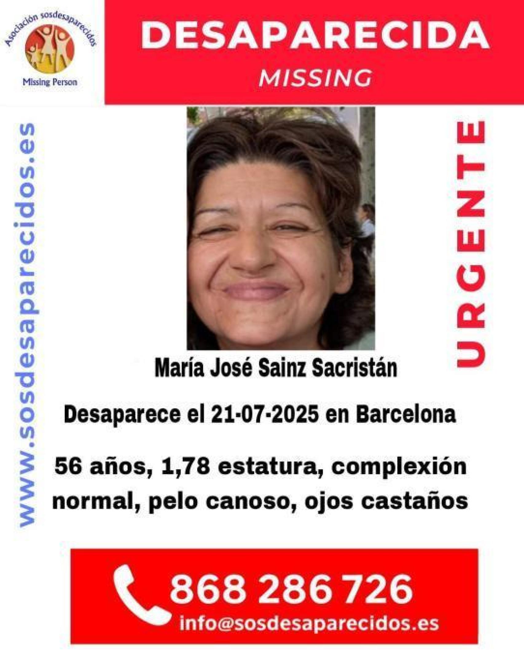 María José, la mujer de 56 años desaparecida en Barcelona