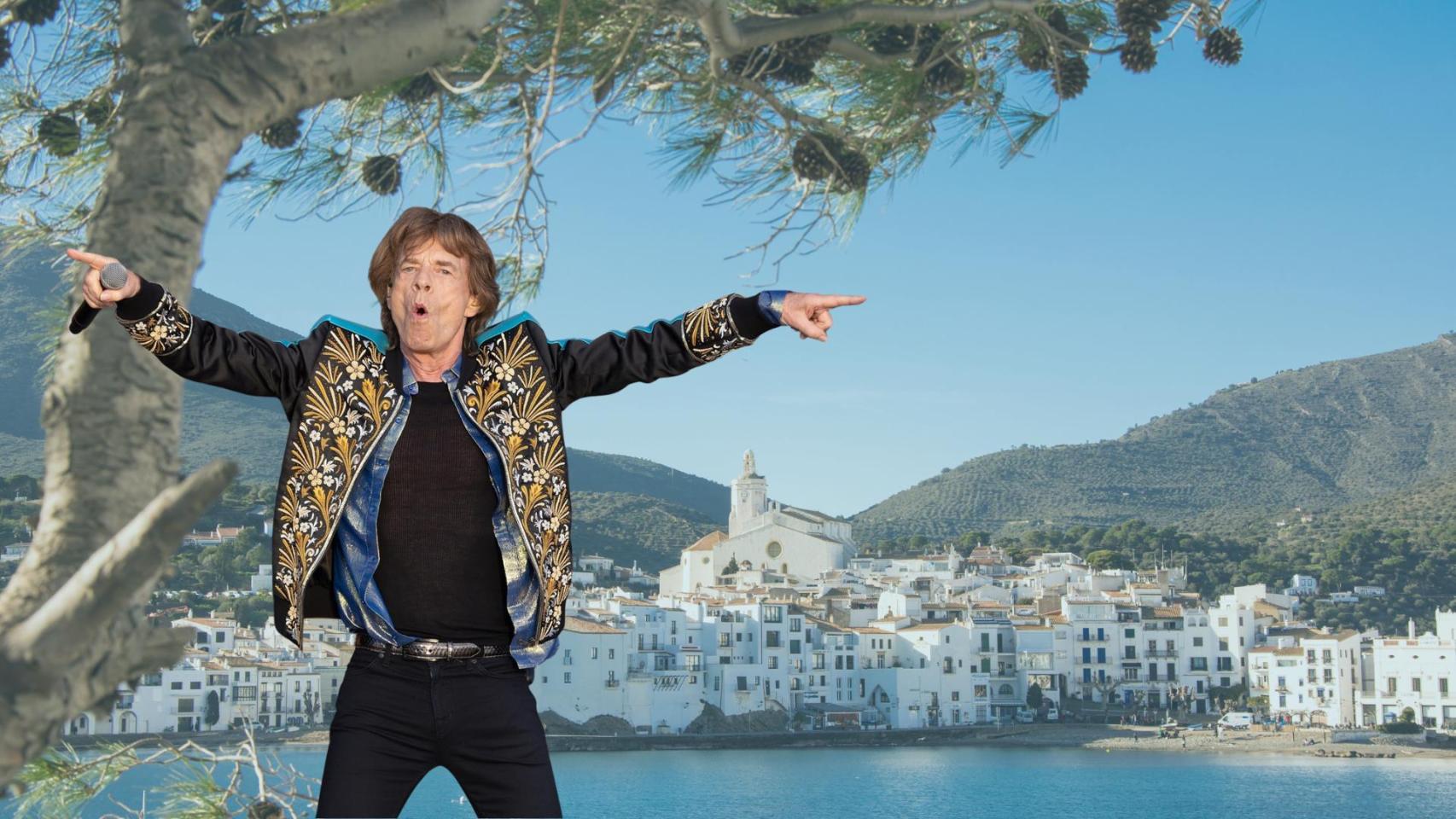 Fotomontaje de Mick Jagger sobre Cadaqués (Girona)
